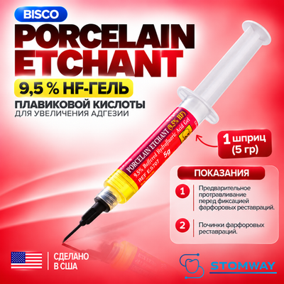 Porcelain Etchant 9,5% (5гр.) Порцелайн Этчант, гель плавиковой кислоты для травления керамики
