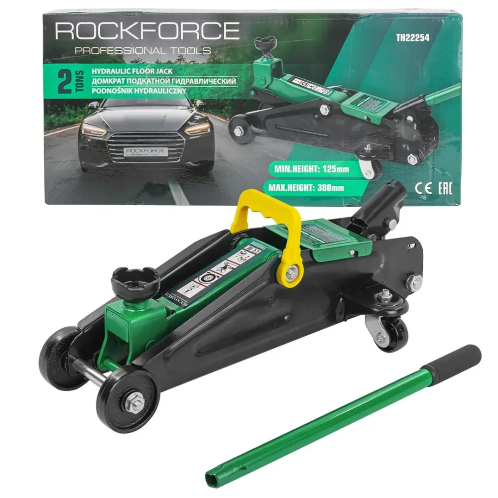 Домкрат подкатной гидравлический 2т (h min 125мм, h max 380мм) RockForce##Rock FORCE RF-TH22254