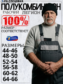 Полу комбинезон рабочий Легион серый на лямках