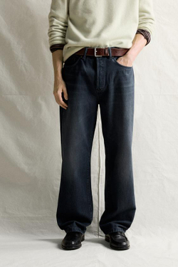 ZARA ДЖИНСЫ RELAXED FIT, СЕРО-СИНИЙ
