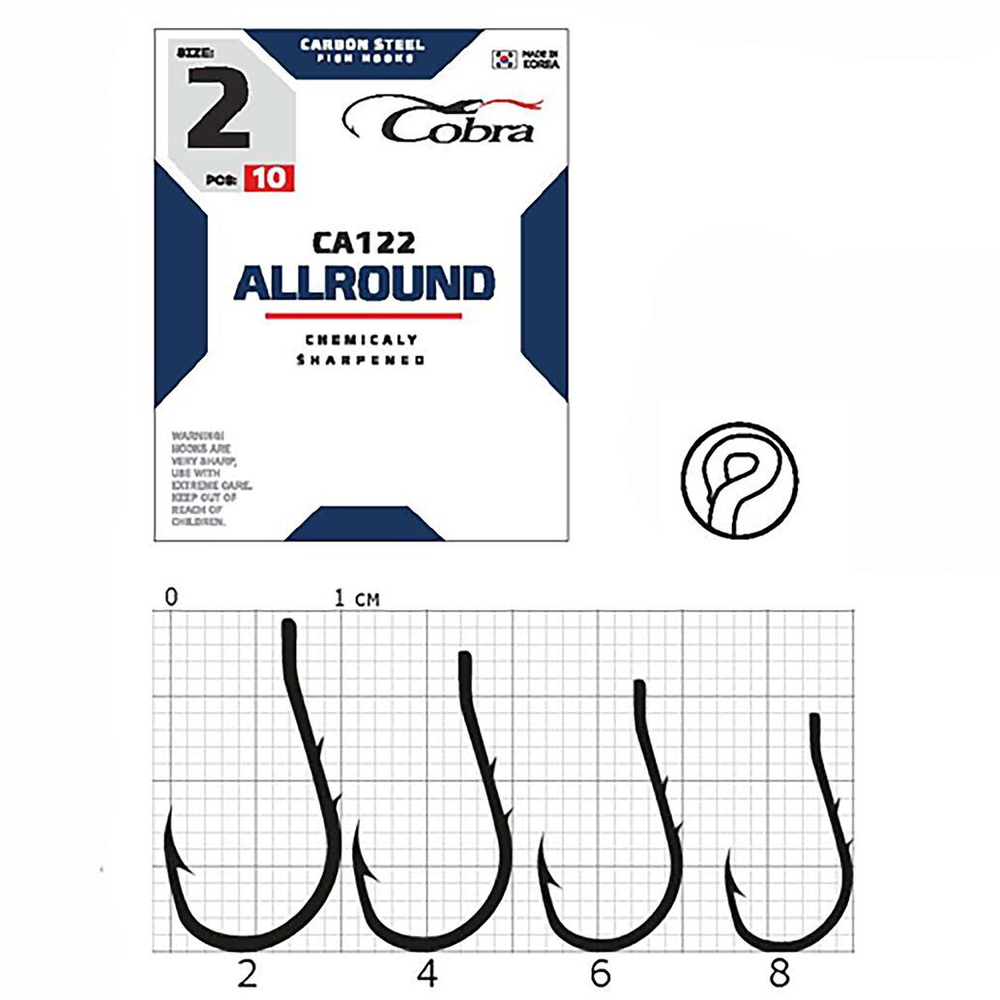 Крючки Cobra ALLROUND CA122  №6, 10 шт.