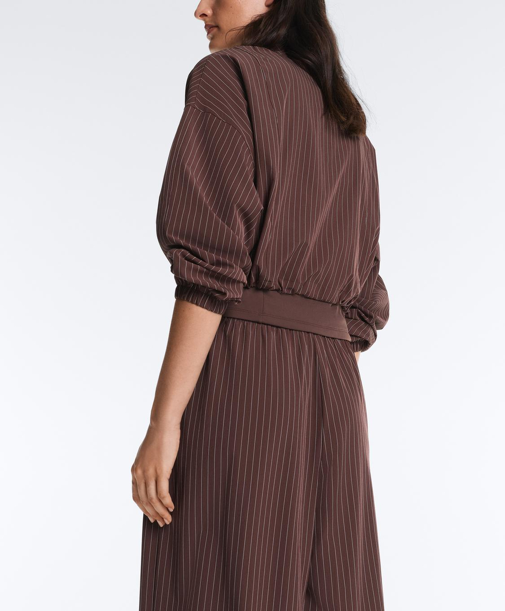 OYSHO Брюки Wide leg в полоску с водоотталкивающим эффектом, шоколадный
