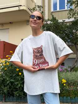Футболка 9 lives серый меланж