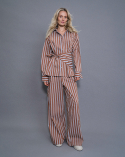 “Relaxed cotton” Брюки в пижамном стиле с кантом.