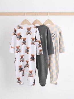 Комбинезон / Cлип для малышей Next N26-377, 3 шт., Бежевый, Серый, Белый
