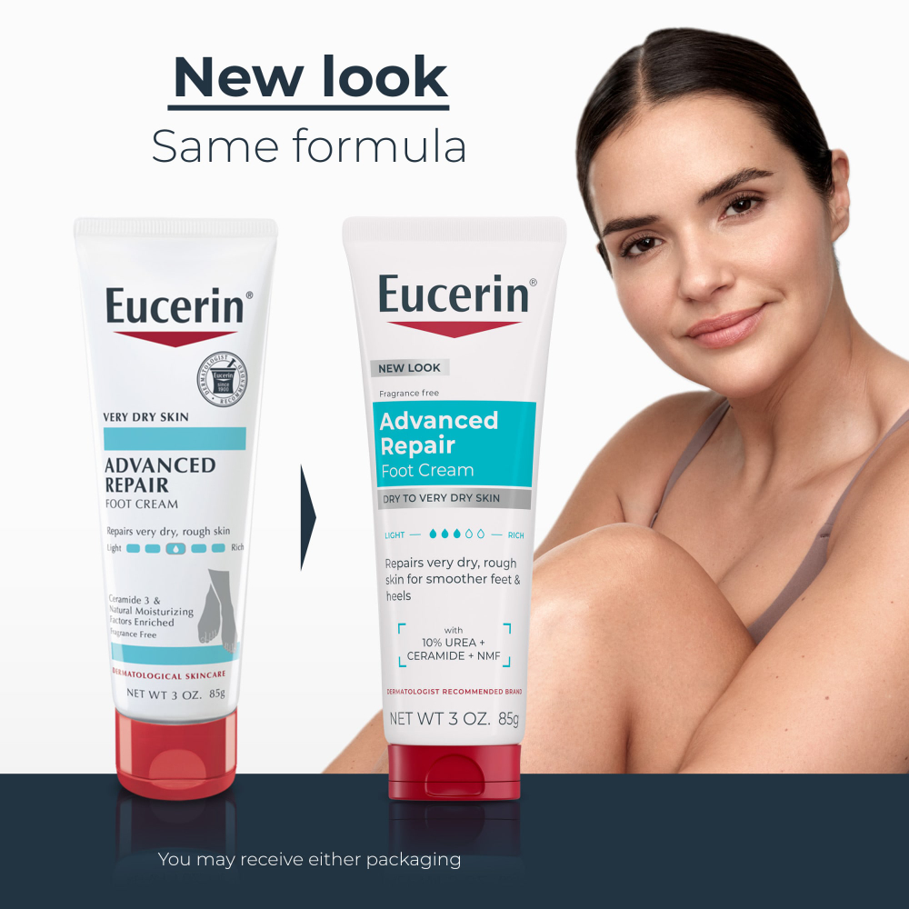 Eucerin, крем для ног для интенсивного восстановления, для сухой и очень сухой кожи, без отдушек, 85 г (3 унции)