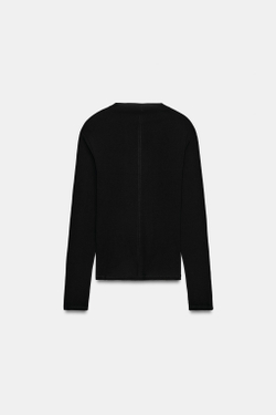 ZARA ФУТБОЛКА С ВОРОТНИКОМ-СТОЙКОЙ И ПУГОВИЦАМИ, ЧЕРНЫЙ