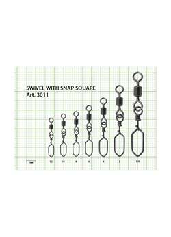 Вертлюжок рыболовный Fish Crystal SWIVEL WITH SNAP с застежкой Square 3011 №12 (5 упаковок)