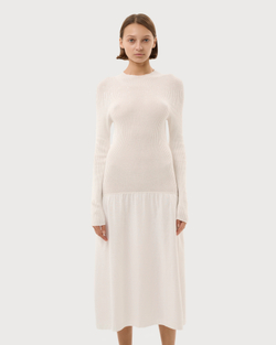 MM6 MAISON MARGIELA ПЛАТЬЕ БЕЛОЕ КОМБИНИРОВАННОЕ МИДИ