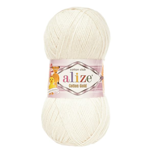 Пряжа Alize (Ализе) Cotton Gold / уп.5 мот. по 100 г, 330м, 062 молочный A