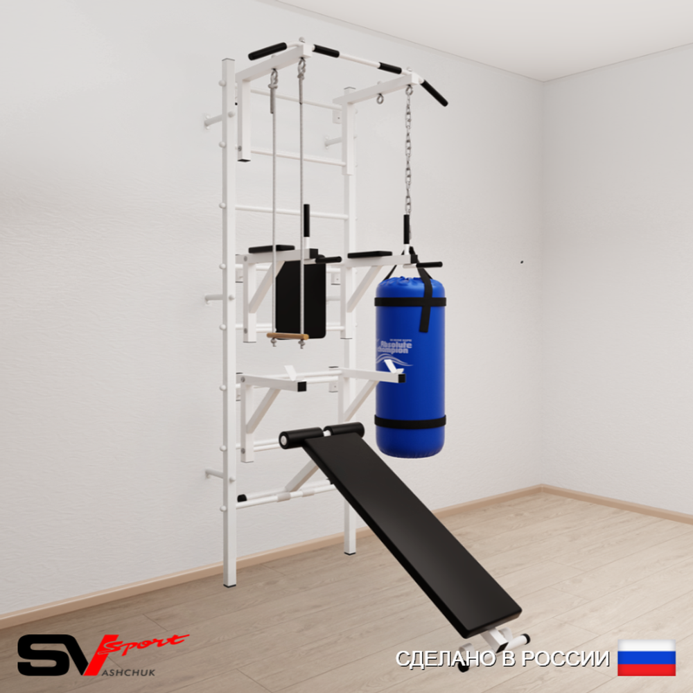 Шведская стенка Sv Sport 5932 (Турник стандарт/Брусья/Стойка/Скамья/Трапеция/Цепь/Мешок 22кг)