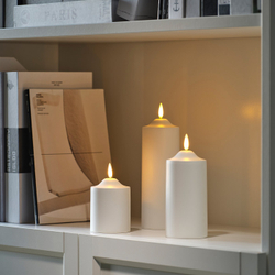 IKEA SMÅLOM  (ИКЕА СМОЛОМ)  -  Свеча столбик LED - на батарейках белая 9 см
