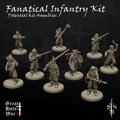 Миниатюра Trench Crusade Great Holy War Fanatical Infantry Kit