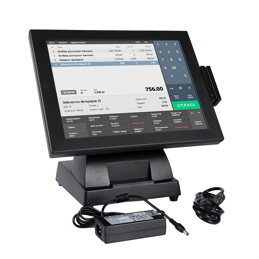 Сенсорный моноблок POSCenter START-2V2 (15", Resistive, J3455, RAM 8Gb, SSD mSATA 128Gb, MSR)