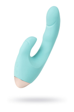 Вибратор с клиторальным стимулятором L'EROINA by TOYFA Crystal, силикон, голубой, 18,3 см