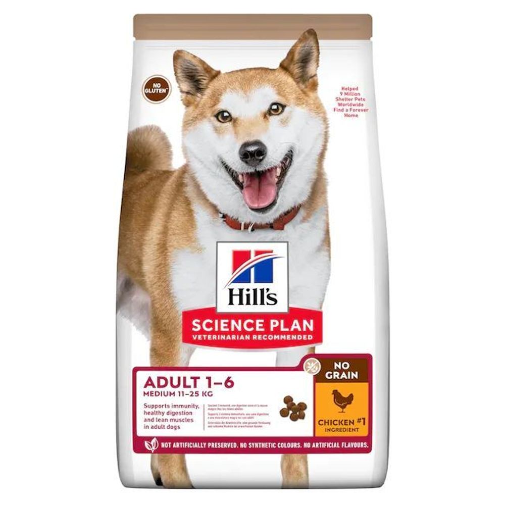 Сухой корм Hill's Science Plan No Grain беззлаковый для взрослых собак средних пород с курицей 12 кг