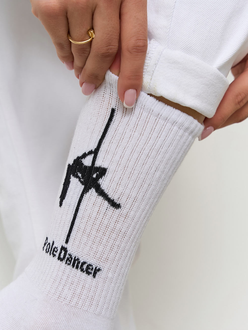 Носки женские высокие белые "Pole Dancer"