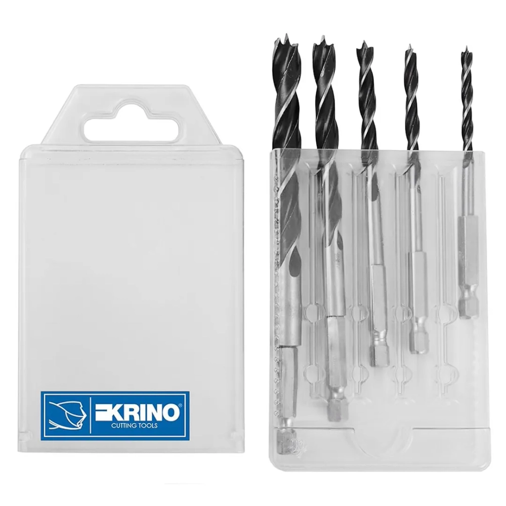 Сверла по дереву 4-5-6-8-10мм 1/4''набор 5пр. Krino 5010700