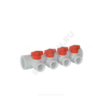 Коллектор PP-R белый Дн 32х20 на 3 выхода с кранами VALFEX 101133203