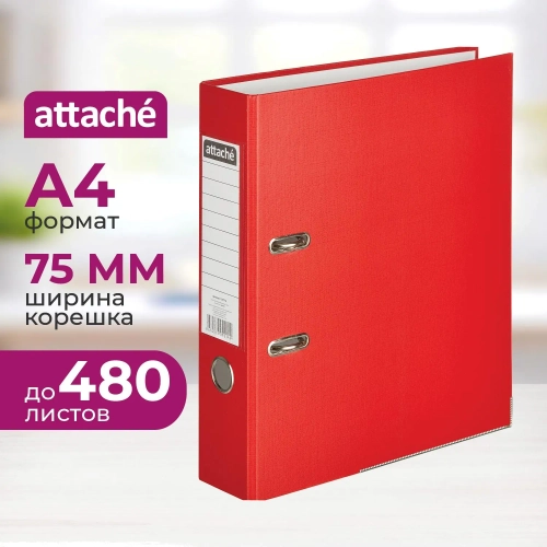 Папка-регистратор Attache 75 мм красная бумвинил/бумага с защитным уголком