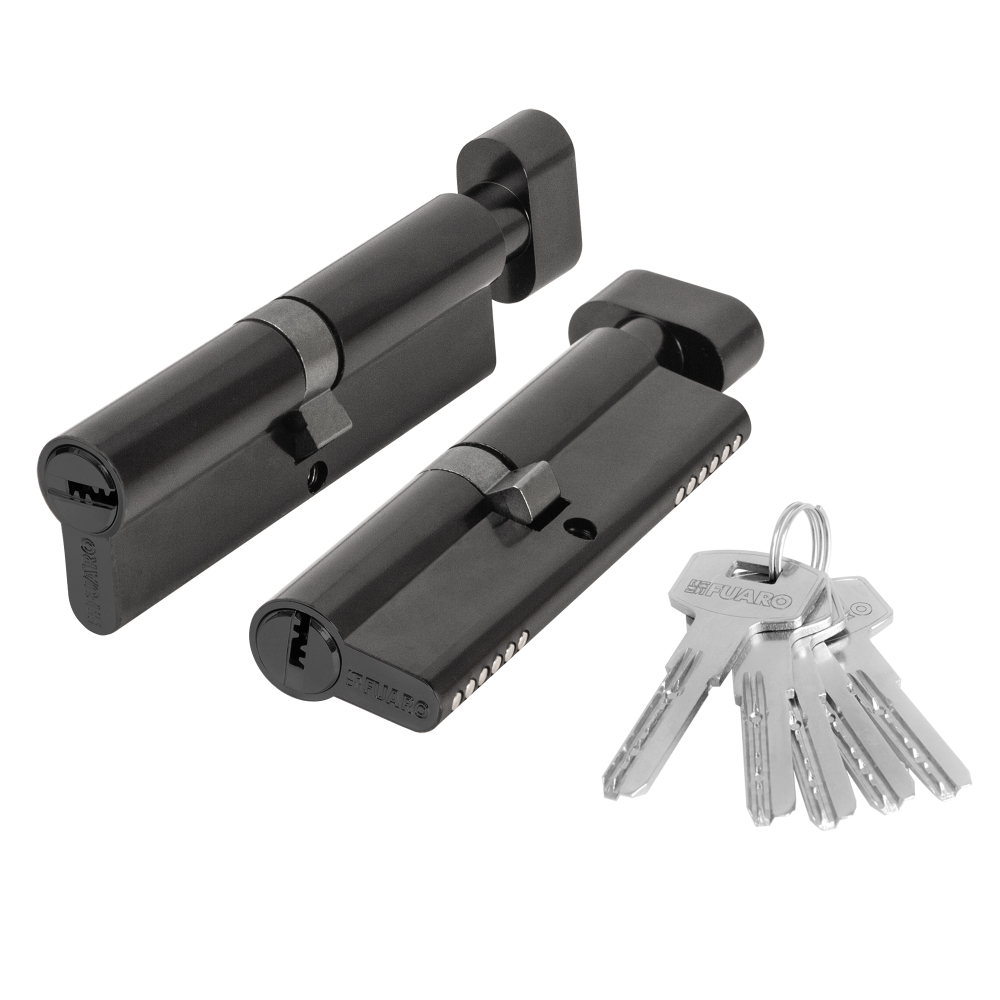 Цилиндровый механизм (200 ZM/110) 2000ZM Knob 110(55+10+45) BL-24 черный  5Key с вертушкой