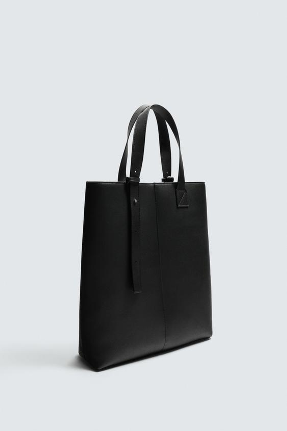 ZARA ГЛАДКАЯ СУМКА-ШОПЕР, ЧЕРНЫЙ