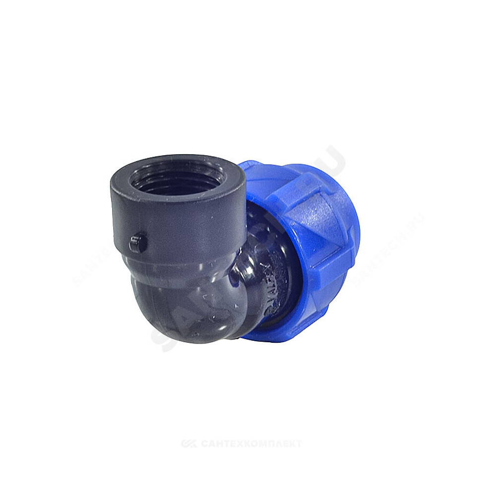 Отвод компрессионный ПЭ Дн 63х2 1/2"х90гр ВР Ру16 VALFEX 1210012363212
