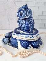 Шкатулка фарфоровая для мелочей Гжель