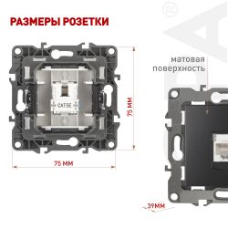 Розетка ЭРА Серия 12 12-3107-05 информационная RJ45 IP20 антрацит | Эра 12