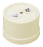 Розетка пластиковая ретро компьютерная двойная RJ45, Песочное золото Bironi B1-302-24