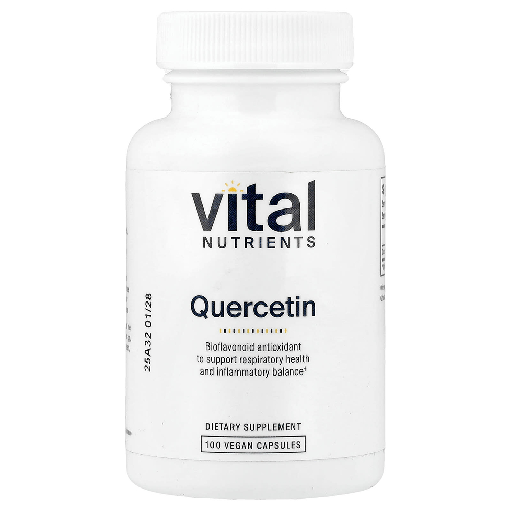 Vital Nutrients, кверцетин, 100 веганских капсул (250 мг в 1 капсуле)