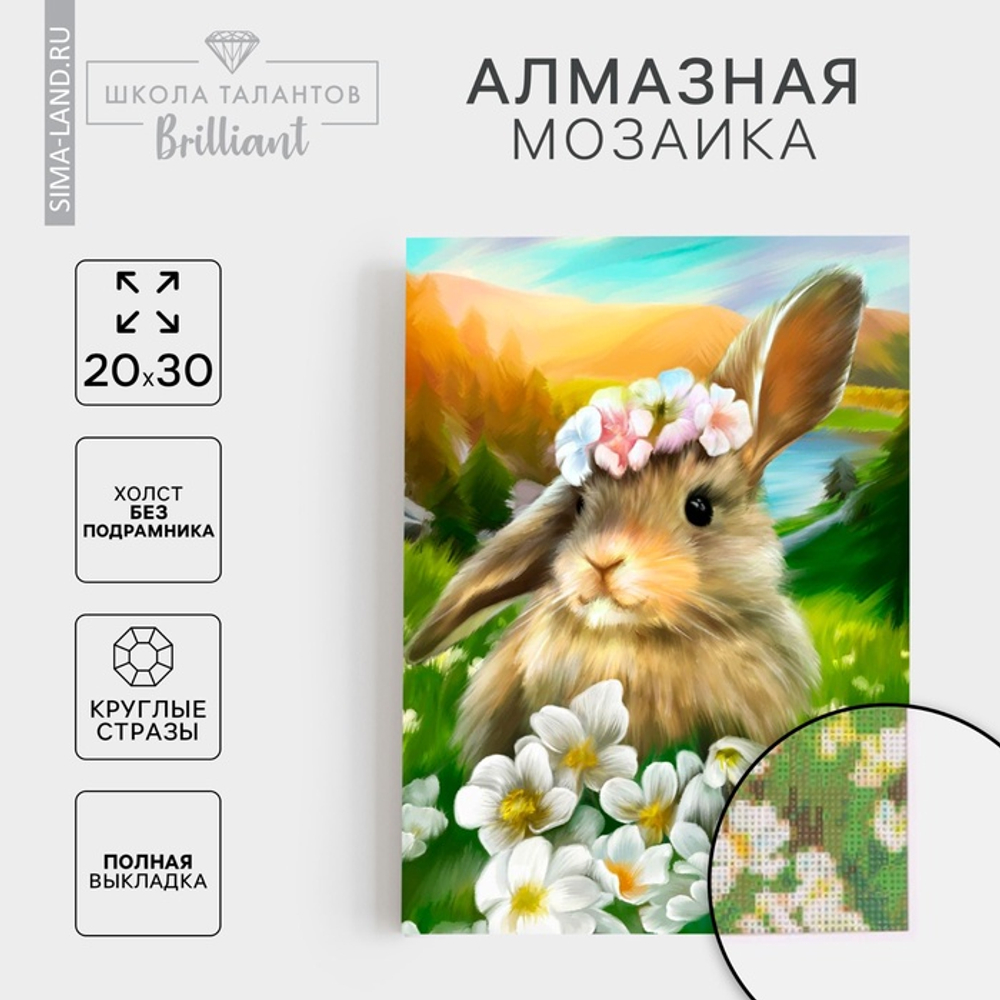 Алмазная вышивка с полным заполнением 20х30 "Зайка", холст   5371213