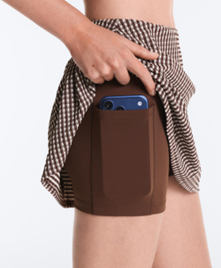 Oysho Мини-юбка Comfortlux с высокой посадкой в ​​клетку, темно-коричневый