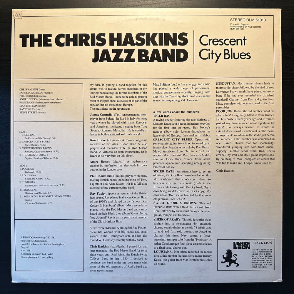 The Chris Haskins Jazz Band - Crescent City Blues (Голландия 1982г.)