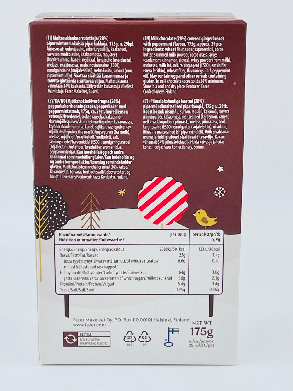 Имбирное печенье в шоколаде Fazer Marianne с мятным вкусом 175 г (из Финляндии)