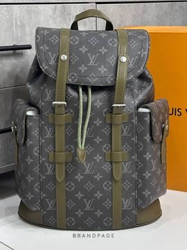 Рюкзак серый с оливковой отделкой от Louis Vuitton Christopher MM BP5-185984