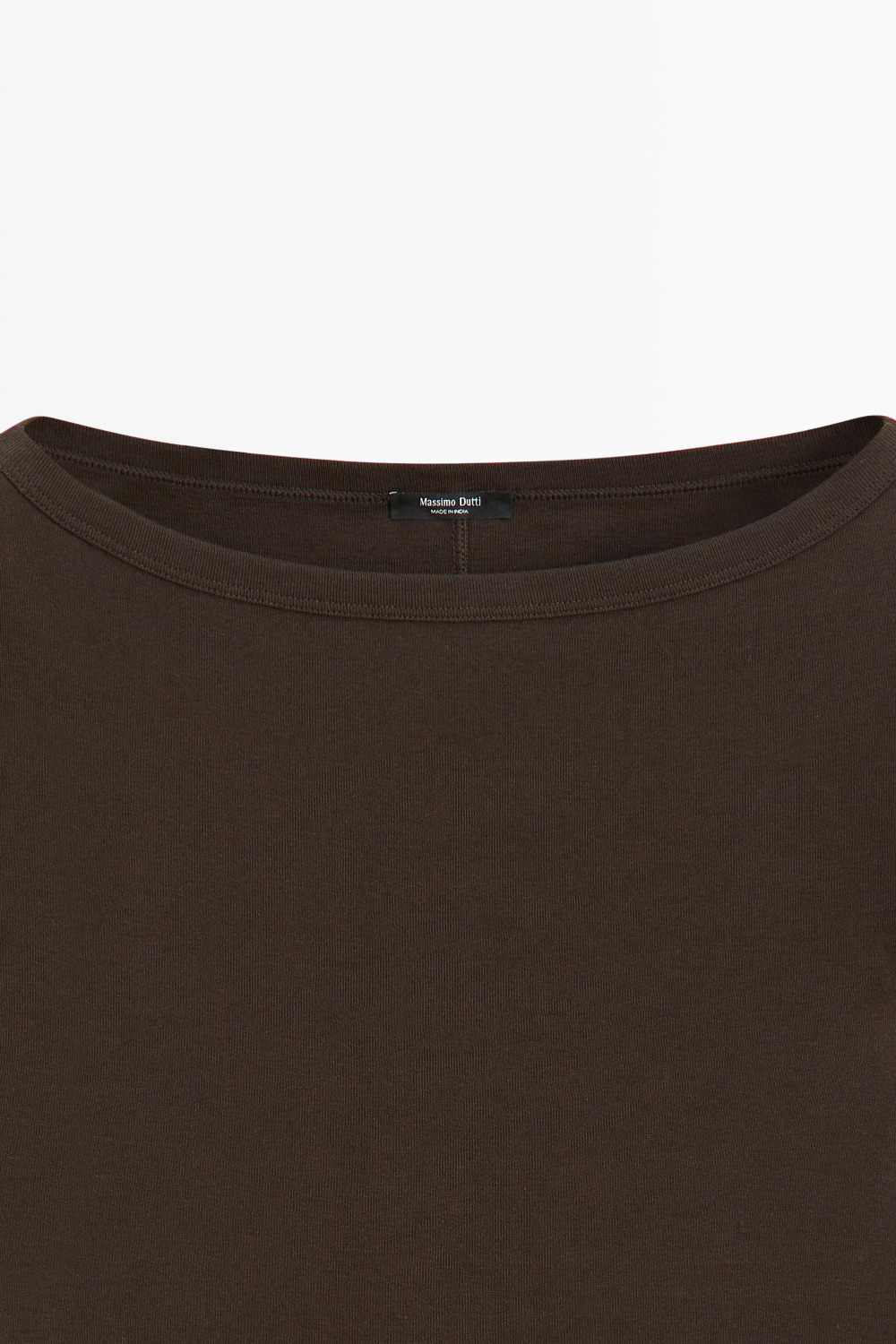 Massimo Dutti Футболка с длинными рукавами и вырезом лодочкой, коричневый