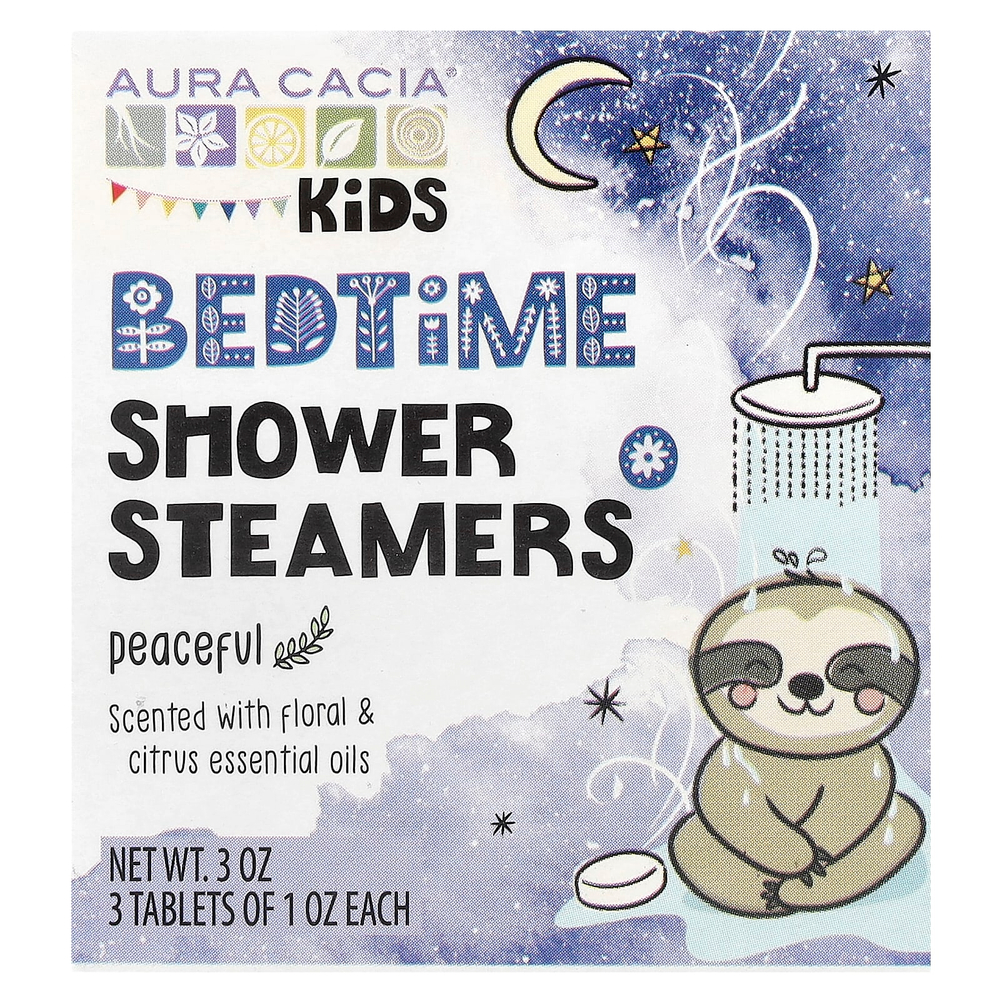 Aura Cacia, Распариватели для душа для детей, Peaceful, 3 таблетки