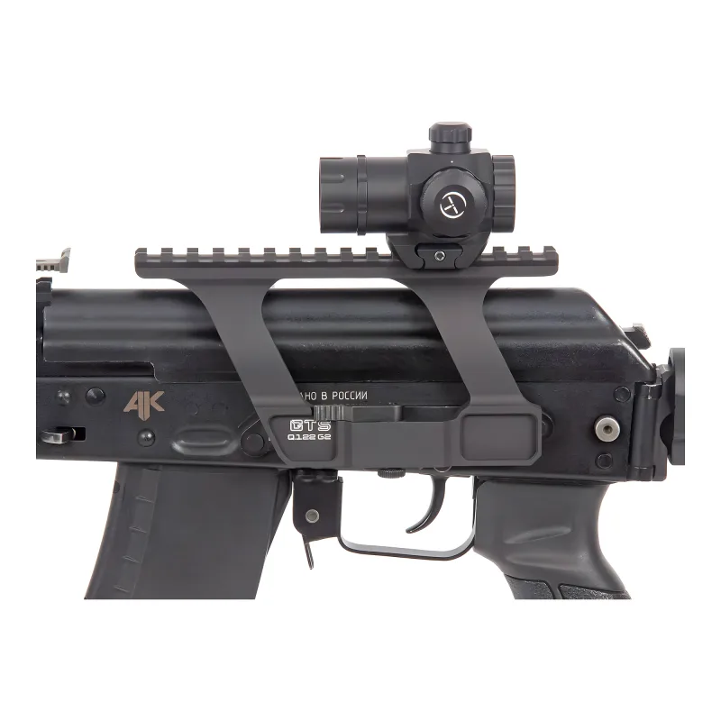 Коллиматор Target Optic 1x21, Weaver, зелёная/красная марка, точка 2 MOA - вид сбоку на кронштейне