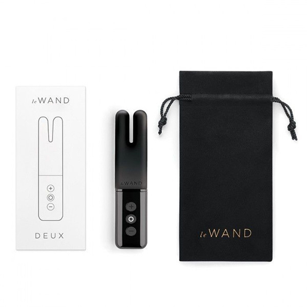 Чёрный двухмоторный мини-вибратор 11,6см Le Wand Deux LW-014-BLK