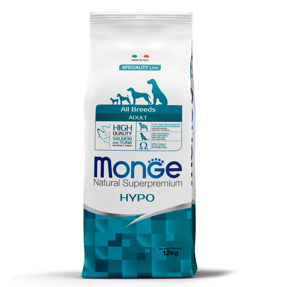 Monge Сухой корм Dog Speciality Line Hypo для взрослых собак, гипоаллергенный, лосось с тунцом 12 кг