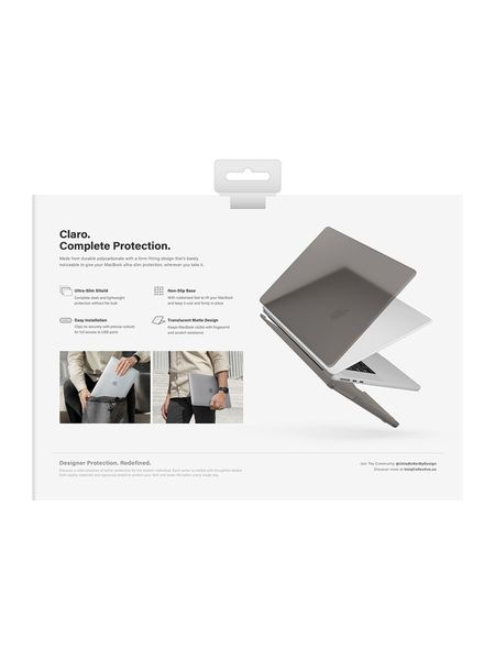 Чехол Uniq Claro для MacBook Air 13" M2 (2022), цвет матовый серый (Matte Grey)