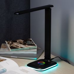 Настольный светильник ЭРА NLED-502-11W-BK светодиодный с RGB ночником черный | Светодиодные настольные лампы
