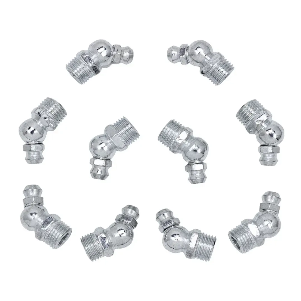 Пресс-масленка 10мм угловая (45град.), комплект 10 шт. RockForce RF-GN-01-45-10MM