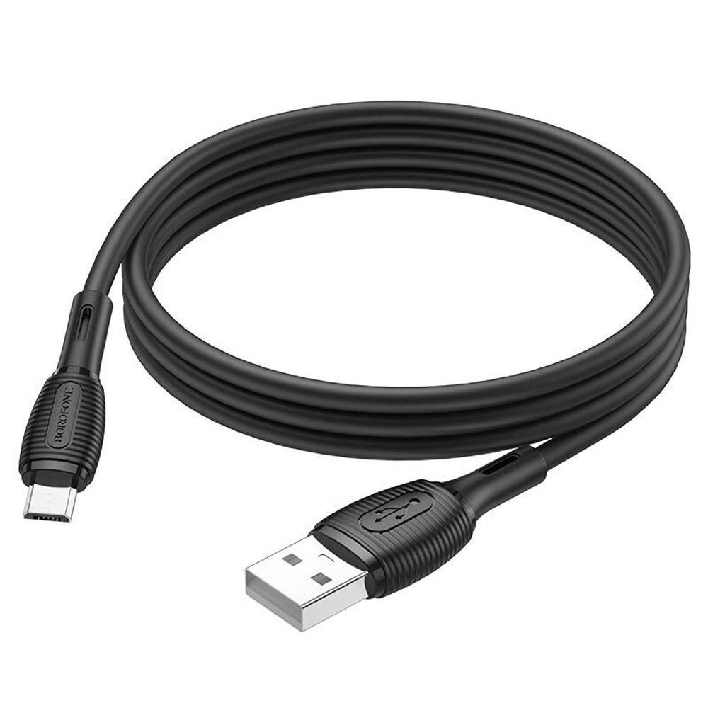 Кабель Borofone BX86 USB-microUSB 2.4А 1м Silicone Black
