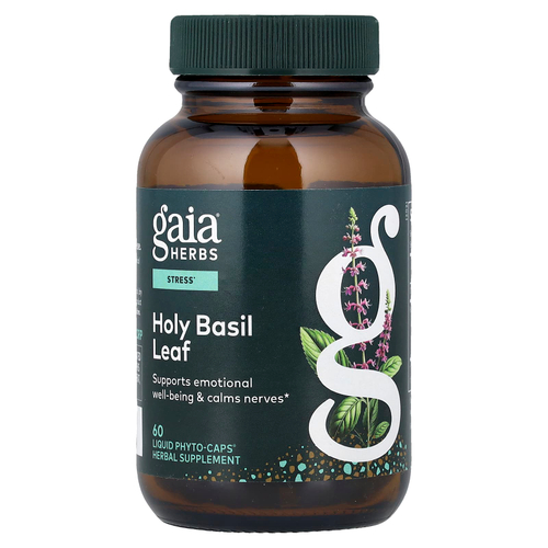 Gaia Herbs, листья базилика священного, 60 капсул Liquid Phyto-Caps®