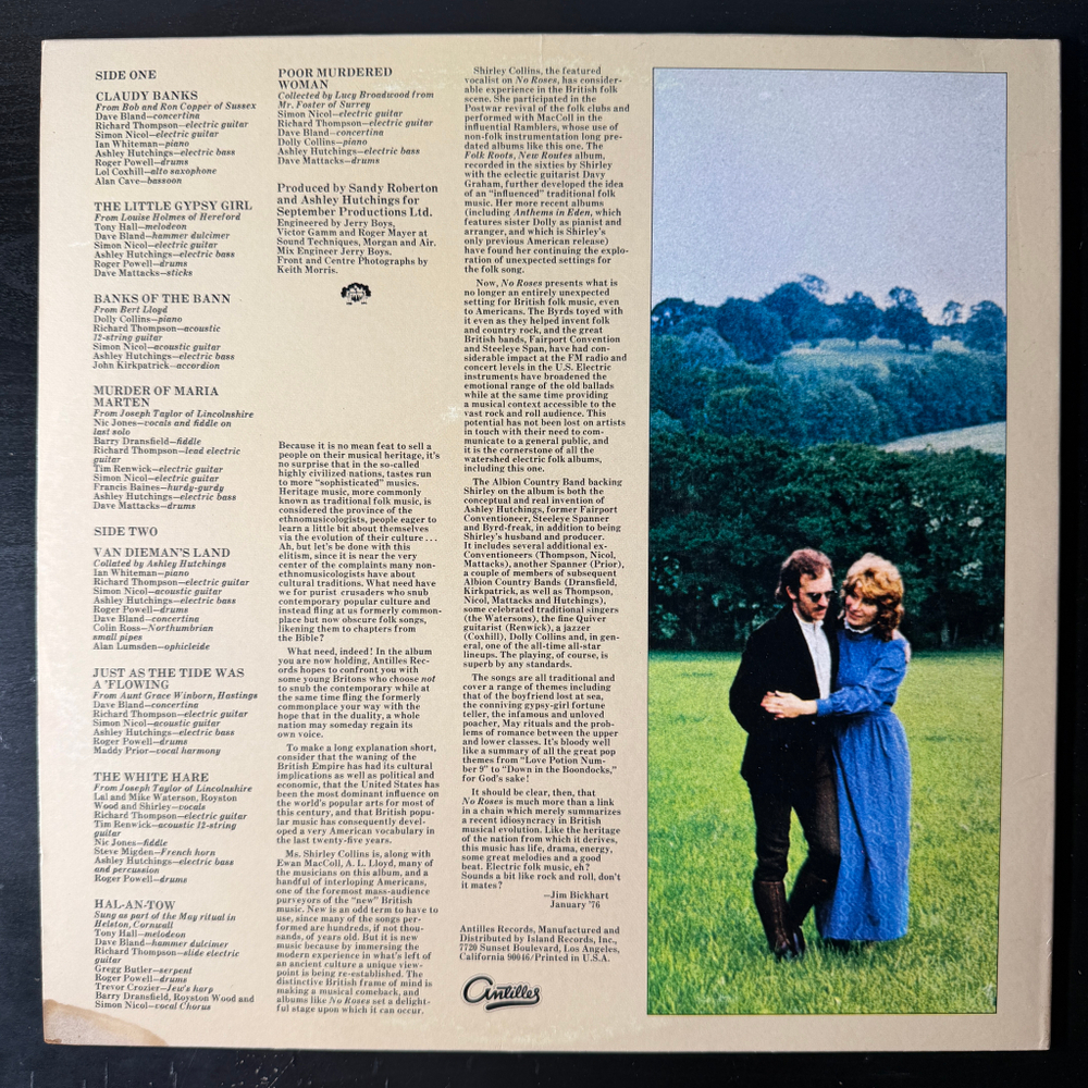 Shirley Collins And The Albion Country Band ‎– No Roses (США 1976г.)