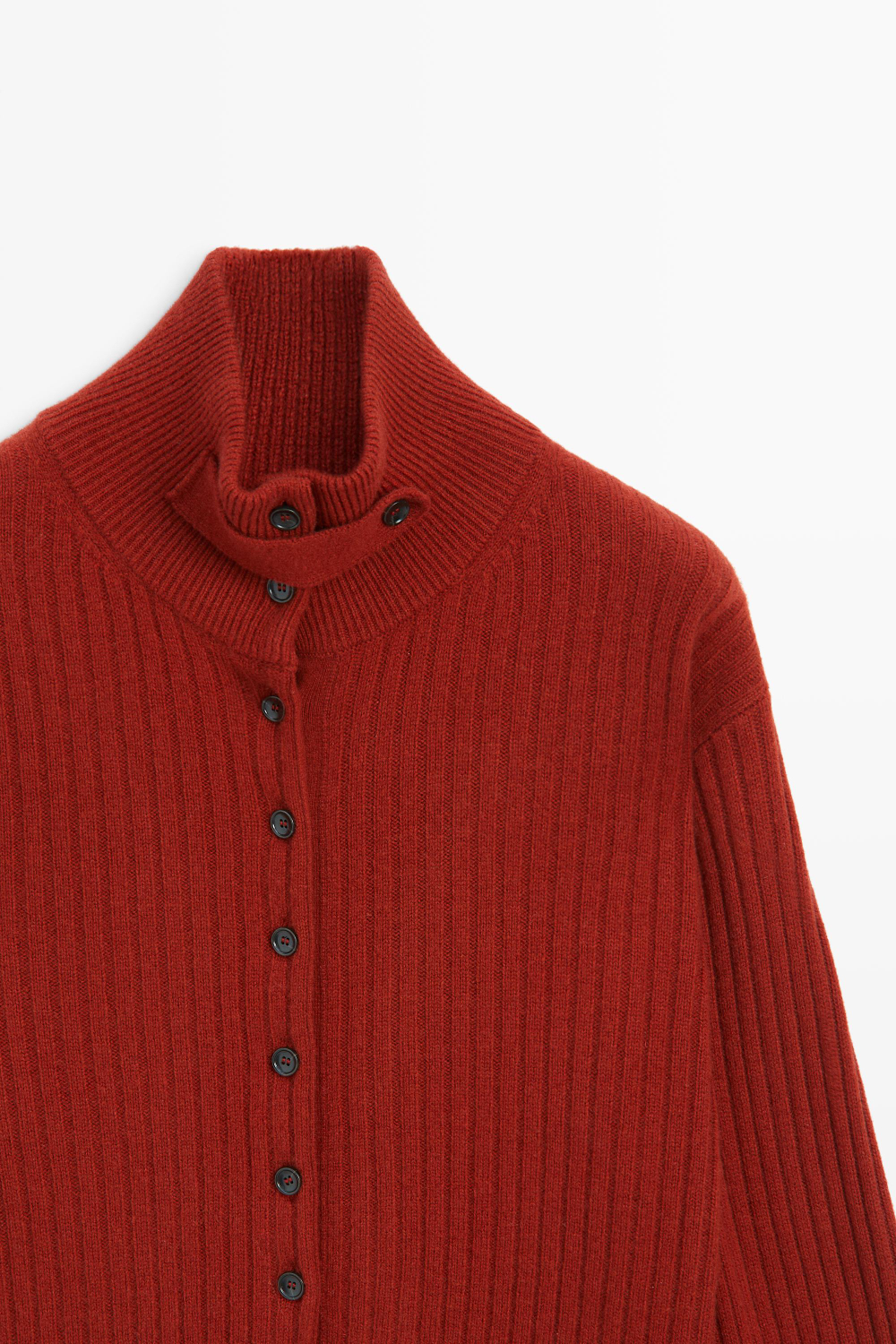 Massimo Dutti Трикотажный кардиган в рубчик с хлястиком, темно-розовый