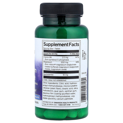 Swanson Vitamins, Albion®, глицинат магния с активированными витаминами группы B, 60 таблеток