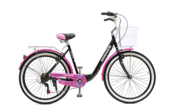 Велосипед 26" HOGGER SIGOURA V, 19"(20), алюм, 7 ск, rigid fork, черно-розовый металлик, 2025